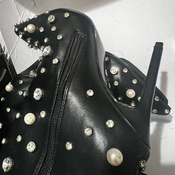 Black Pearl-Embellished Over the Knee Boots - Picture 6 of 6